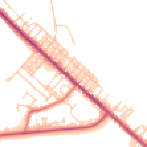 Daytime road noise heatmap for TS27 4FB