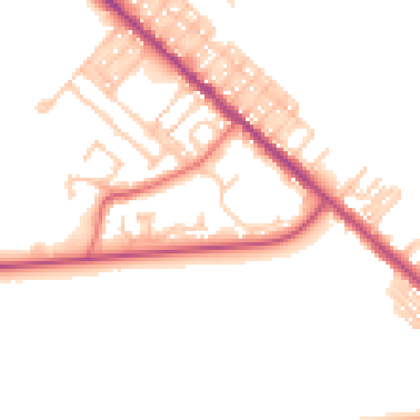 Daytime road noise heatmap for TS27 4LL