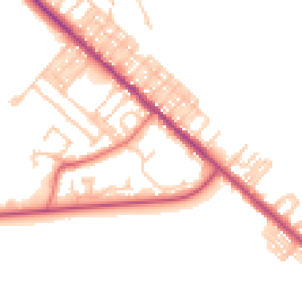 Daytime road noise heatmap for TS27 4NU