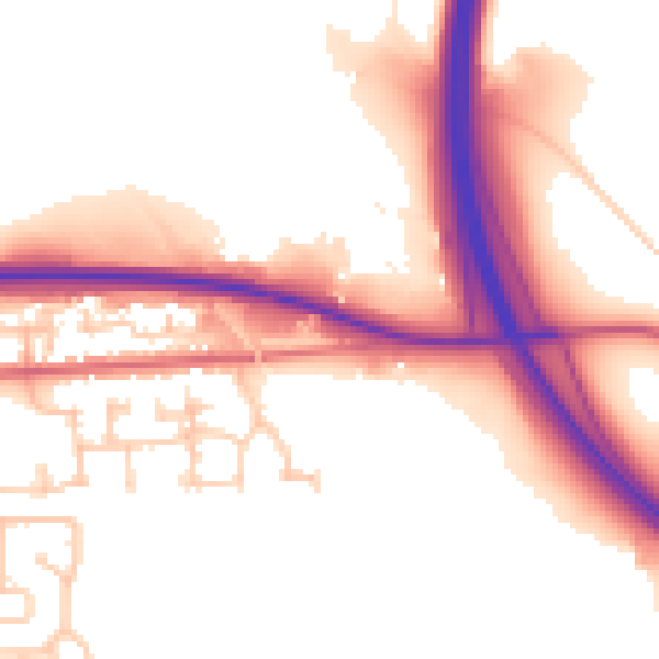 Daytime road noise heatmap for TS27 4TA