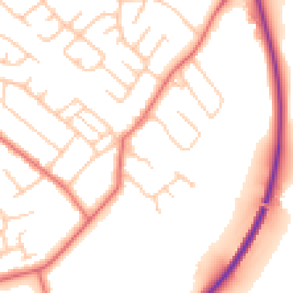 Daytime road noise heatmap for TS7 0BQ