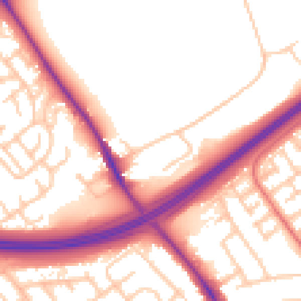 Daytime road noise heatmap for TS7 8AB