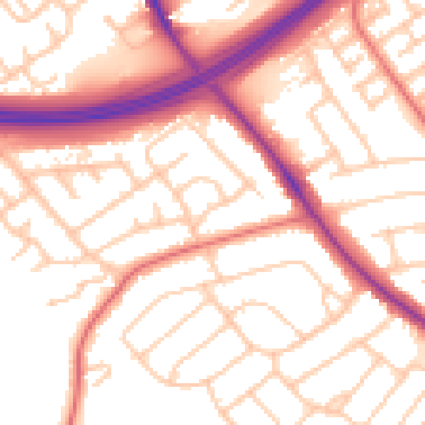 Daytime road noise heatmap for TS7 8EX