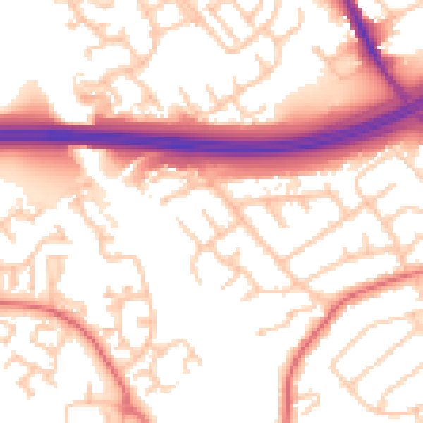 Daytime road noise heatmap for TS7 8JJ