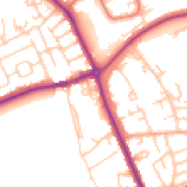 Daytime road noise heatmap for TS7 9AB