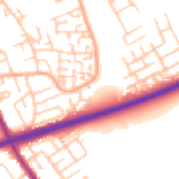 Daytime road noise heatmap for TS7 9NL