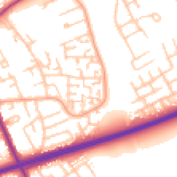 Daytime road noise heatmap for TS7 9PQ