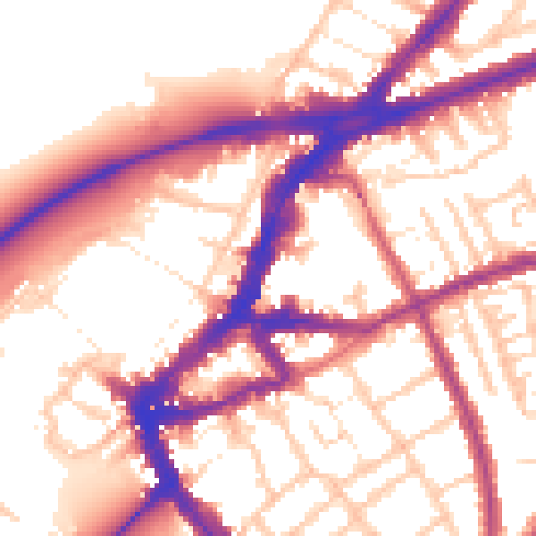 Daytime road noise heatmap for TW9 1DN