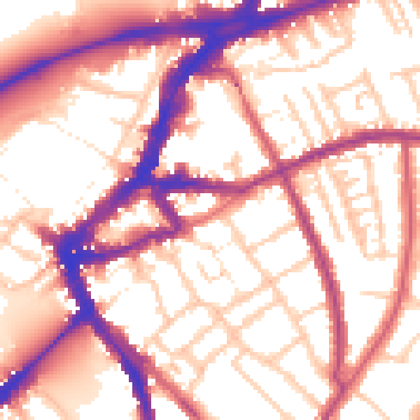 Daytime road noise heatmap for TW9 1LN