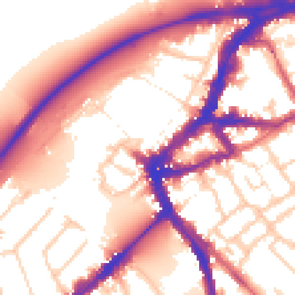 Daytime road noise heatmap for TW9 1LX
