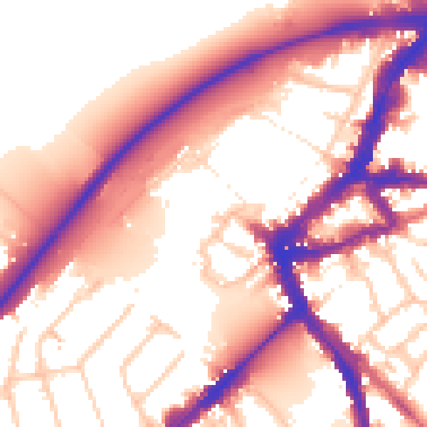 Daytime road noise heatmap for TW9 1NX