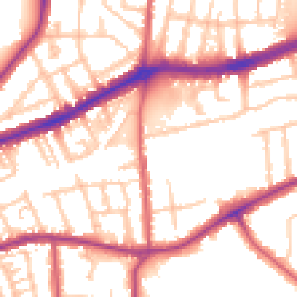 Daytime road noise heatmap for TW9 1TF