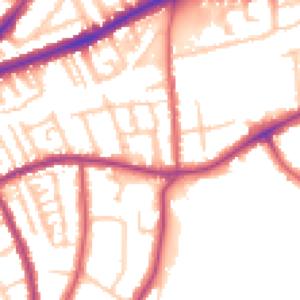 Daytime road noise heatmap for TW9 1XU
