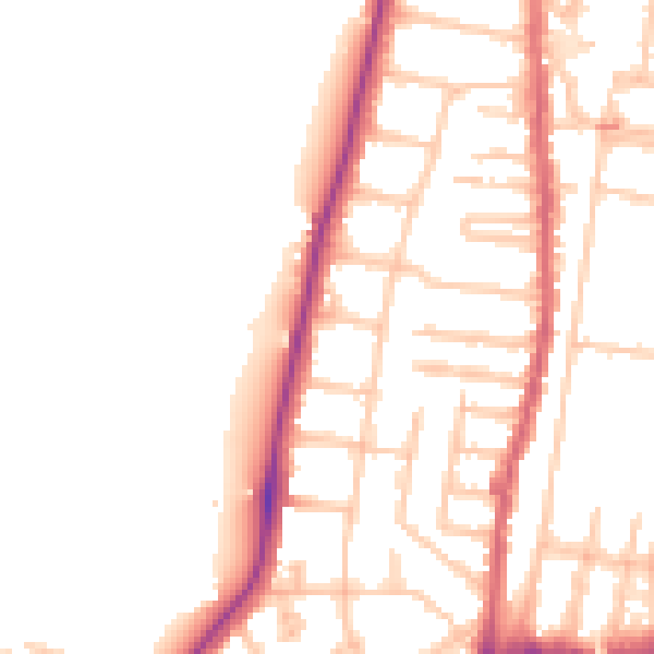 Daytime road noise heatmap for TW9 2AR