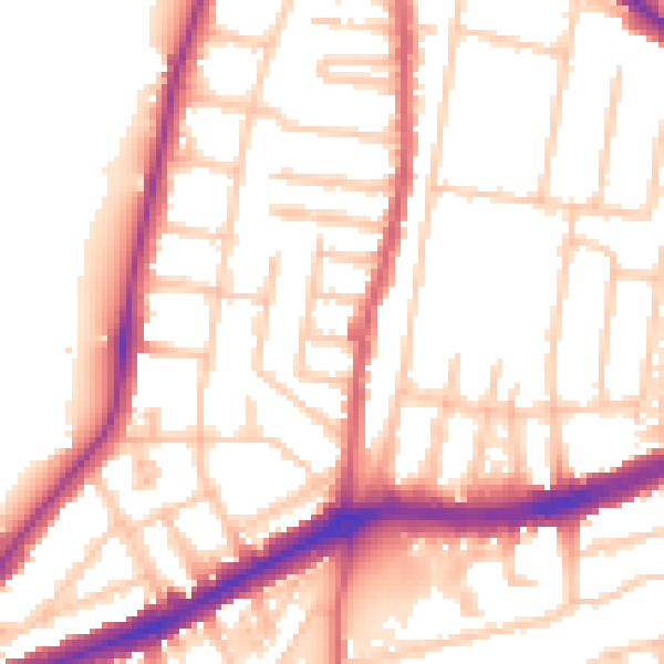 Daytime road noise heatmap for TW9 2EE