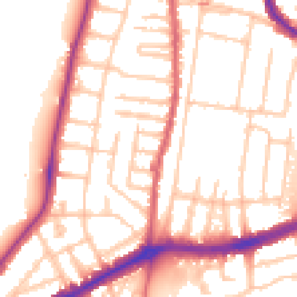 Daytime road noise heatmap for TW9 2EG