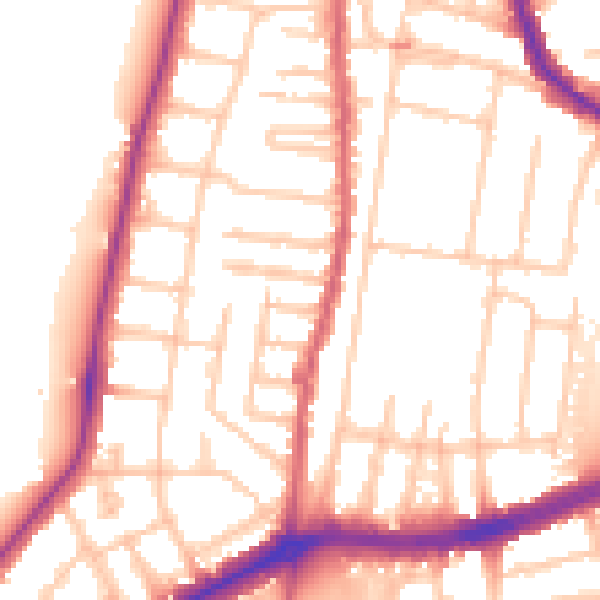 Daytime road noise heatmap for TW9 2EH