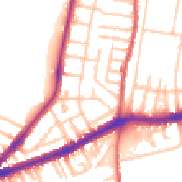 Daytime road noise heatmap for TW9 2HR