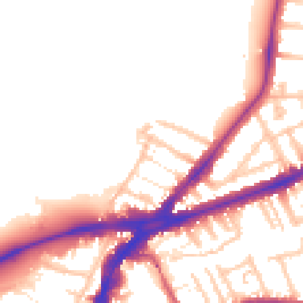Daytime road noise heatmap for TW9 2TG