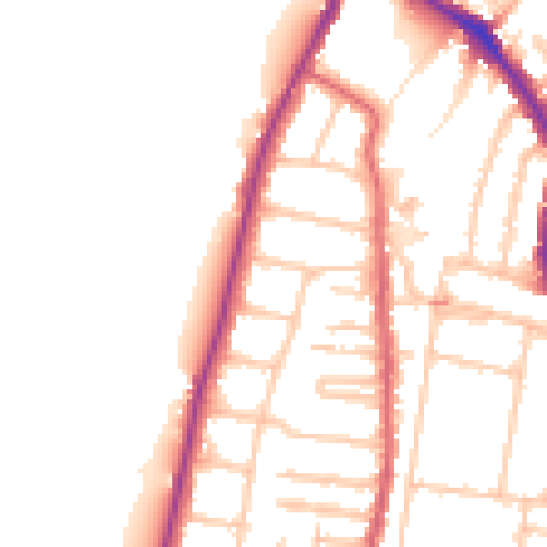 Daytime road noise heatmap for TW9 3JZ