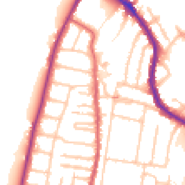 Daytime road noise heatmap for TW9 3NG