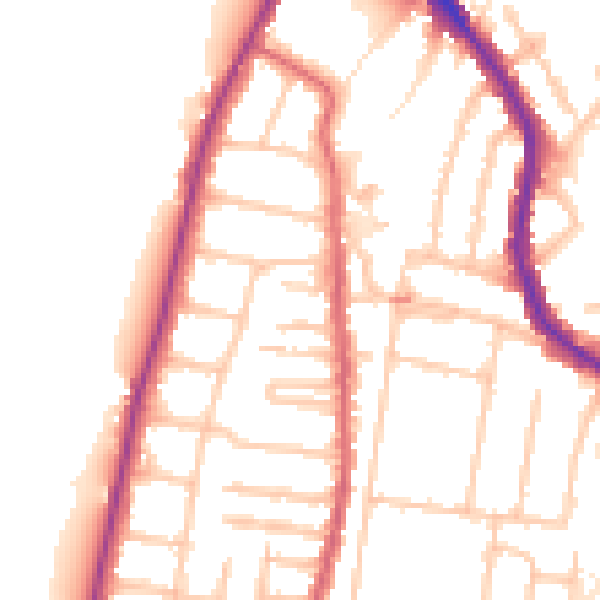 Daytime road noise heatmap for TW9 3NJ
