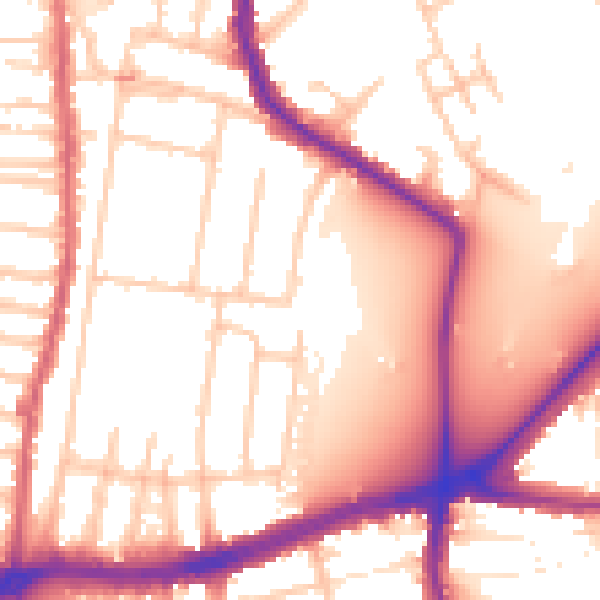 Daytime road noise heatmap for TW9 4EA