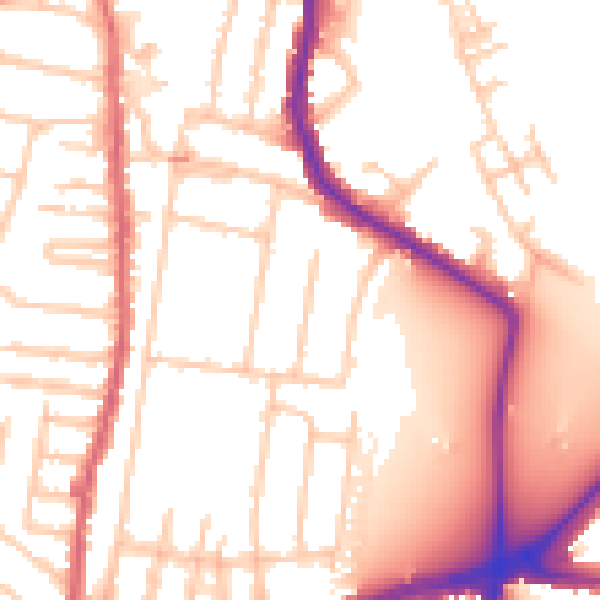 Daytime road noise heatmap for TW9 4JG