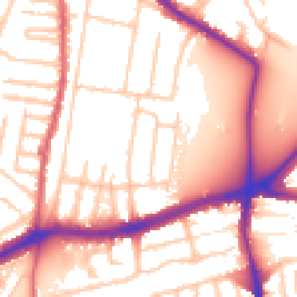 Daytime road noise heatmap for TW9 4JH