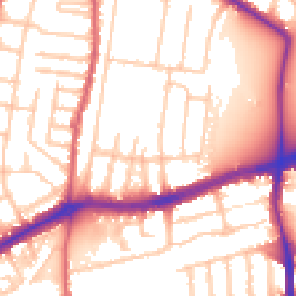 Daytime road noise heatmap for TW9 4JT