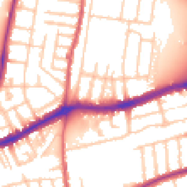 Daytime road noise heatmap for TW9 4LD