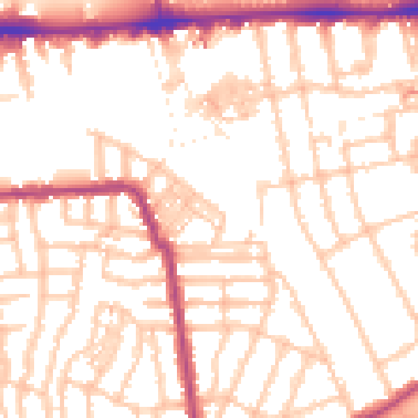 Daytime road noise heatmap for W4 1AH