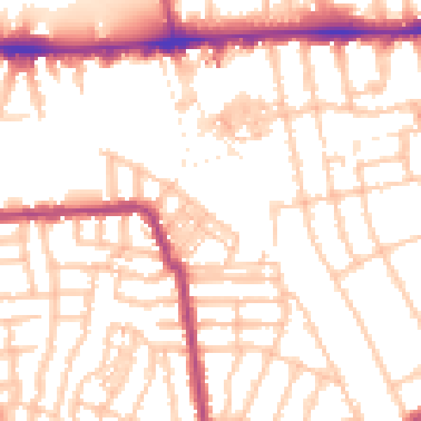 Daytime road noise heatmap for W4 1AJ