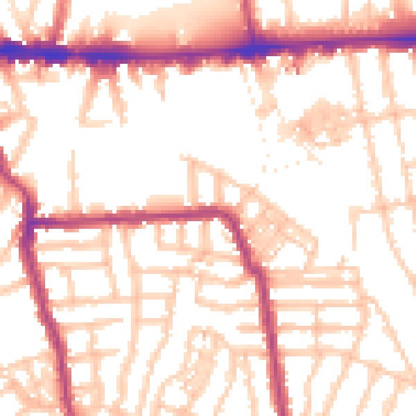 Daytime road noise heatmap for W4 1AN