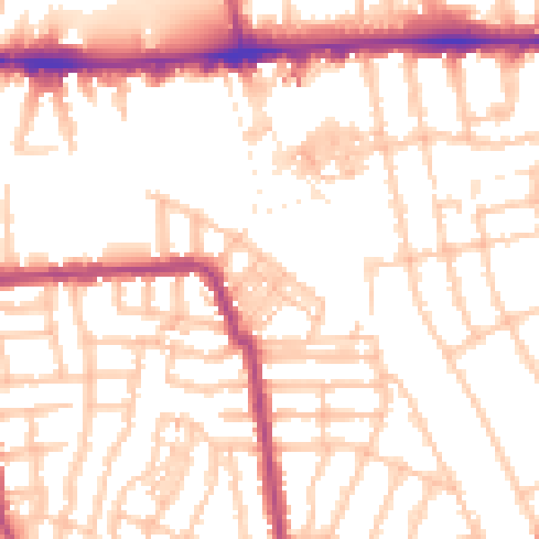 Daytime road noise heatmap for W4 1AP