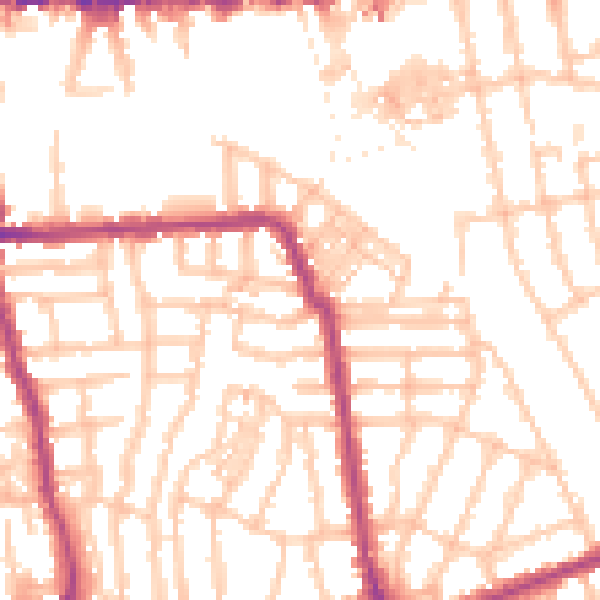 Daytime road noise heatmap for W4 1AQ