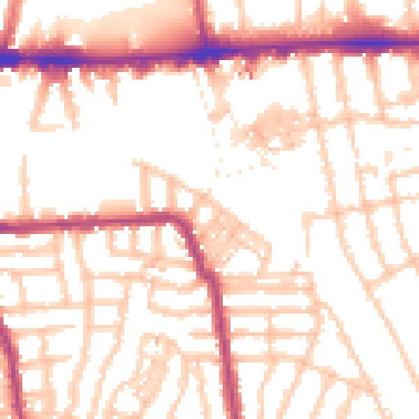 Daytime road noise heatmap for W4 1AS