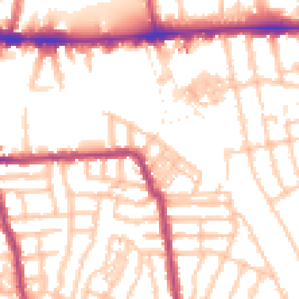 Daytime road noise heatmap for W4 1AT