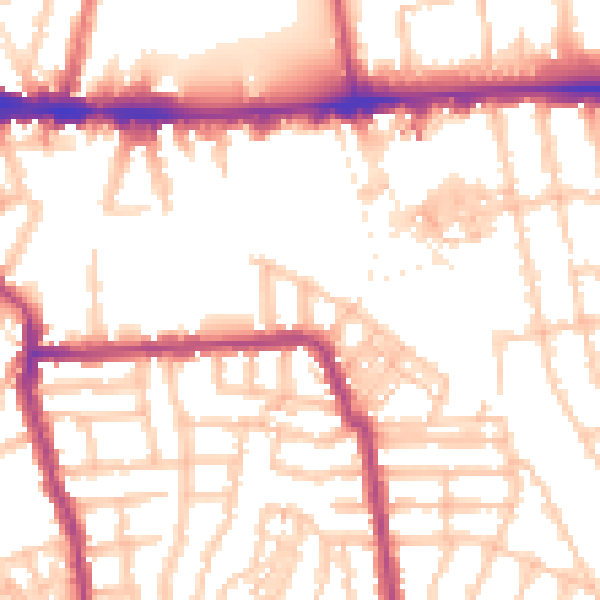 Daytime road noise heatmap for W4 1AU