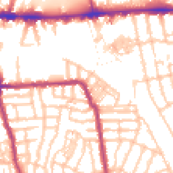 Daytime road noise heatmap for W4 1AY