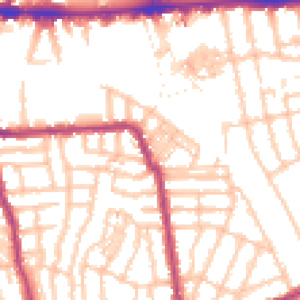Daytime road noise heatmap for W4 1AZ