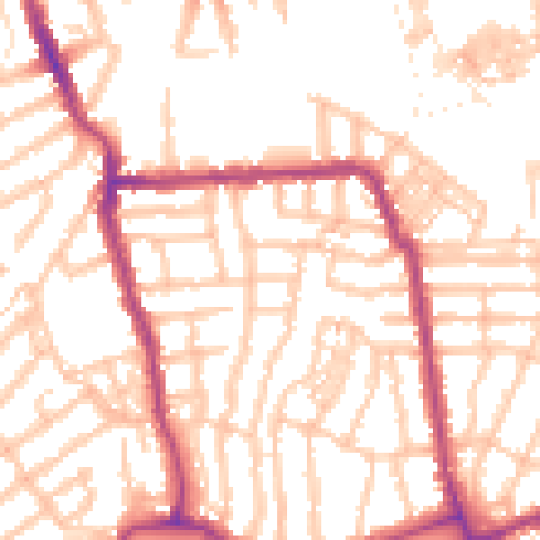 Daytime road noise heatmap for W4 1BJ