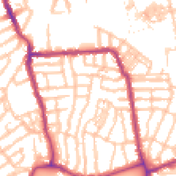 Daytime road noise heatmap for W4 1BL