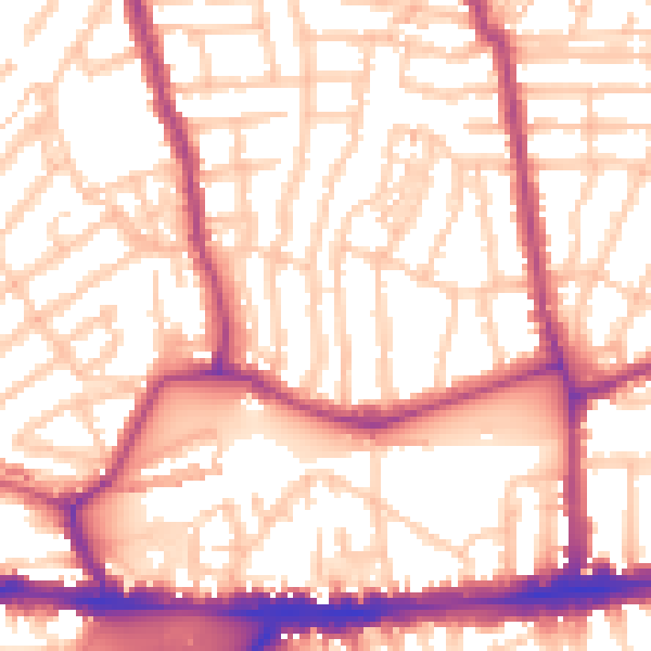 Daytime road noise heatmap for W4 1BP