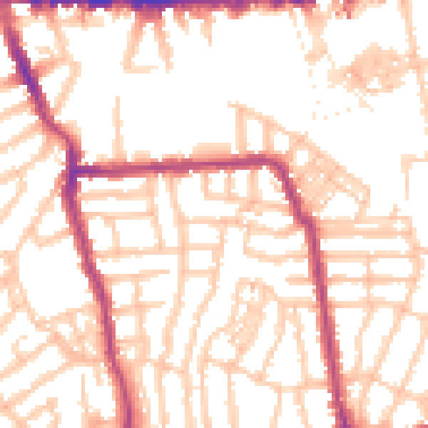 Daytime road noise heatmap for W4 1BX