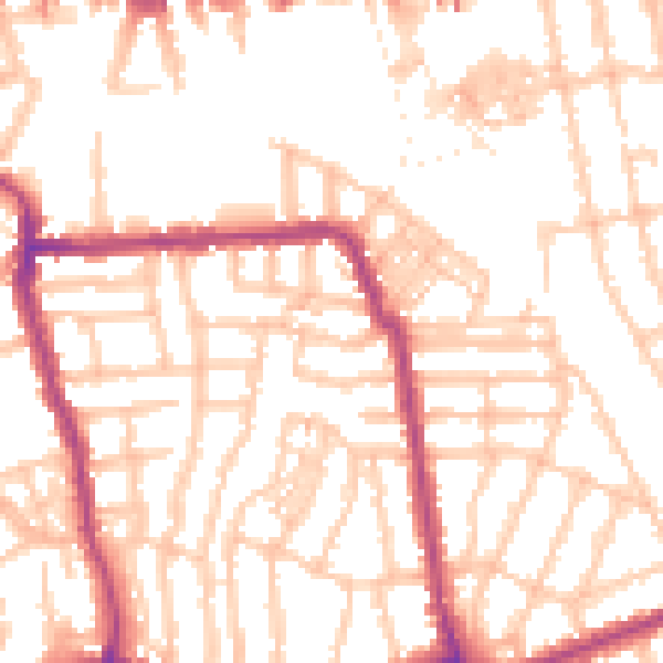 Daytime road noise heatmap for W4 1BY