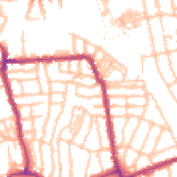 Daytime road noise heatmap for W4 1BZ