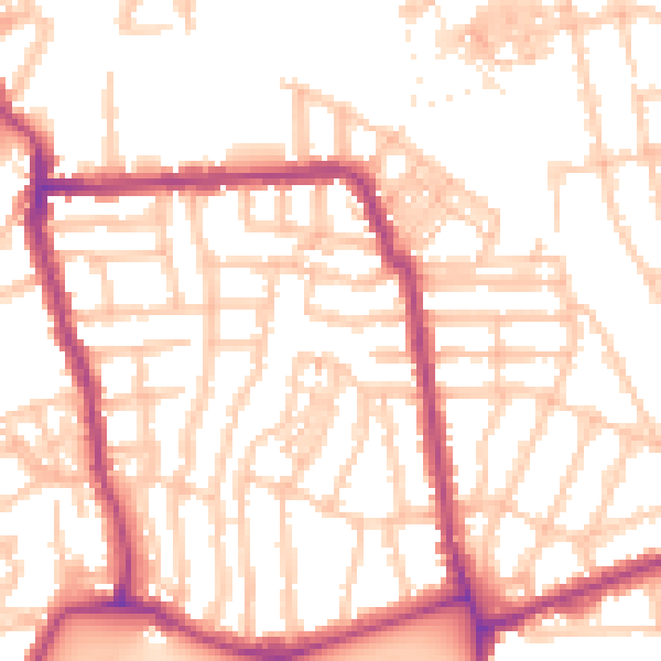 Daytime road noise heatmap for W4 1DA