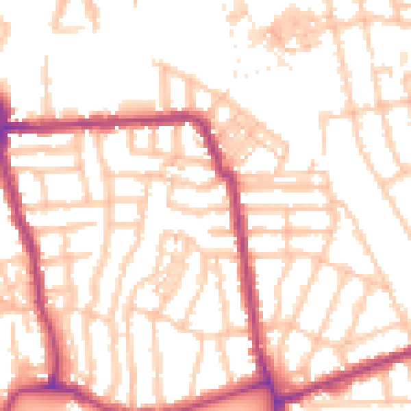 Daytime road noise heatmap for W4 1DB