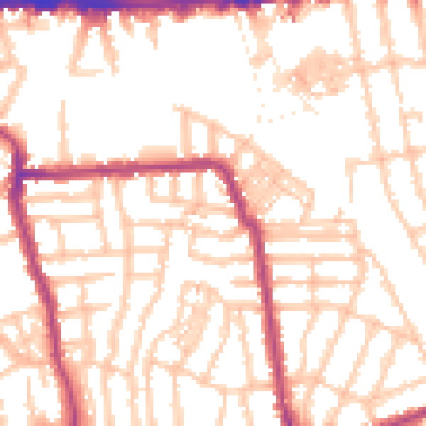 Daytime road noise heatmap for W4 1DE